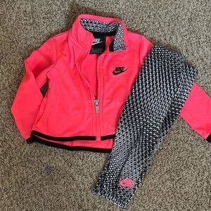 Nike Neon Pink Jacket and Black Patterned Leggings
